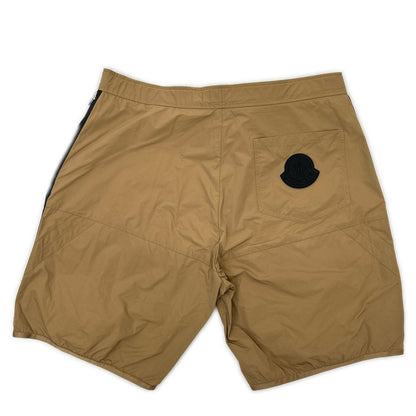 MONCLER Bermuda Nylon Rubber Logo Side Shorts Beige Pants Size 48