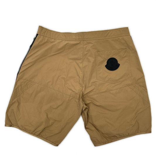 MONCLER Bermuda Nylon Rubber Logo Side Shorts Beige Pants Size 48