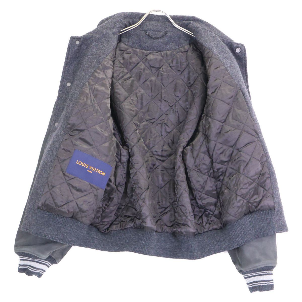LOUIS VUITTON Virgil Abloh Leather Wool Jacket Gray Size 46