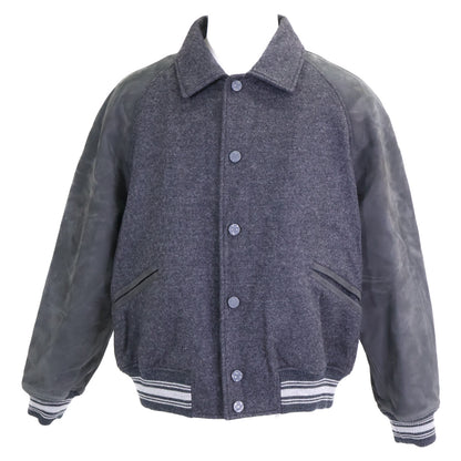 LOUIS VUITTON Virgil Abloh Leather Wool Jacket Gray Size 46