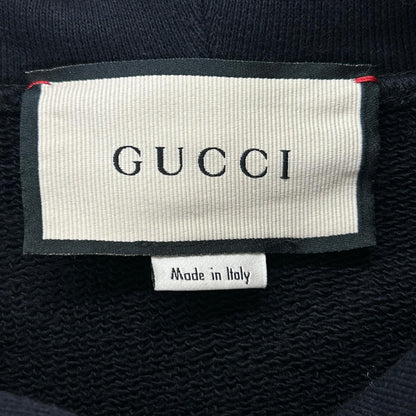 GUCCI Web Stripe Logo Print Hoodie Black Size M