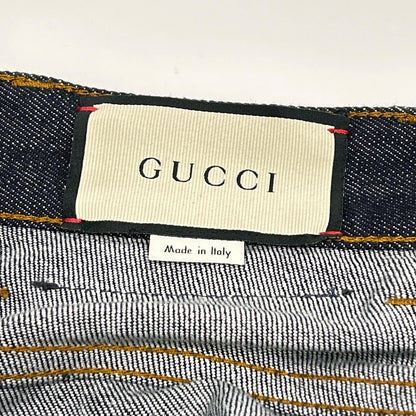 GUCCI Indigo Leather Patch Straight Jeans Size 30