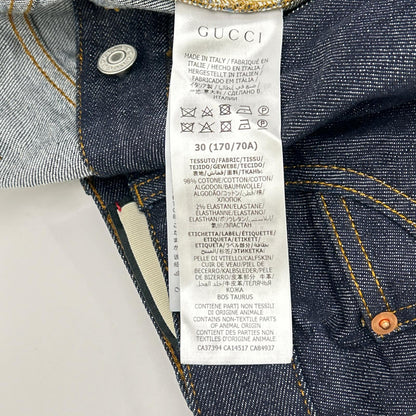 GUCCI Indigo Leather Patch Straight Jeans Size 30