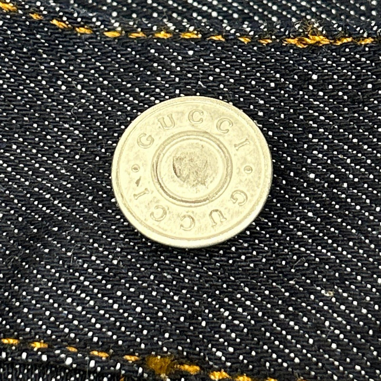 GUCCI Indigo Leather Patch Straight Jeans Size 30