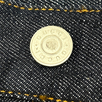 GUCCI Indigo Leather Patch Straight Jeans Size 30
