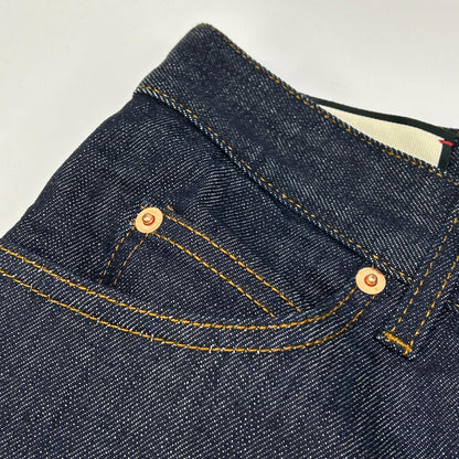 GUCCI Indigo Leather Patch Straight Jeans Size 30