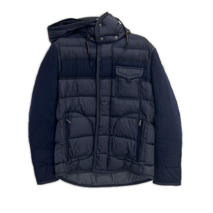 MONCLER RYAN Navy Wool Trim Hooded Down Jacket Size 3