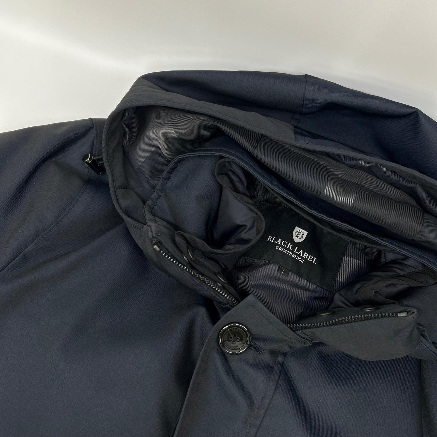 BLACK LABEL CRESTBRIDGE Hooded Double Hoodie Navy Size L