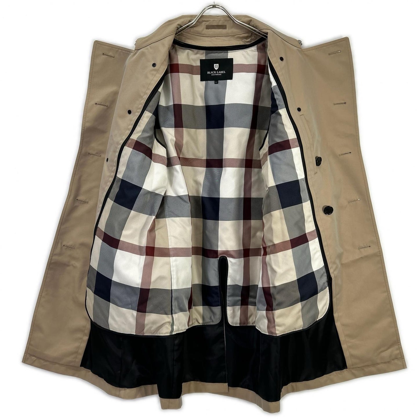 BLACK LABEL CRESTBRIDGE Check Liner Coat Beige Size LL