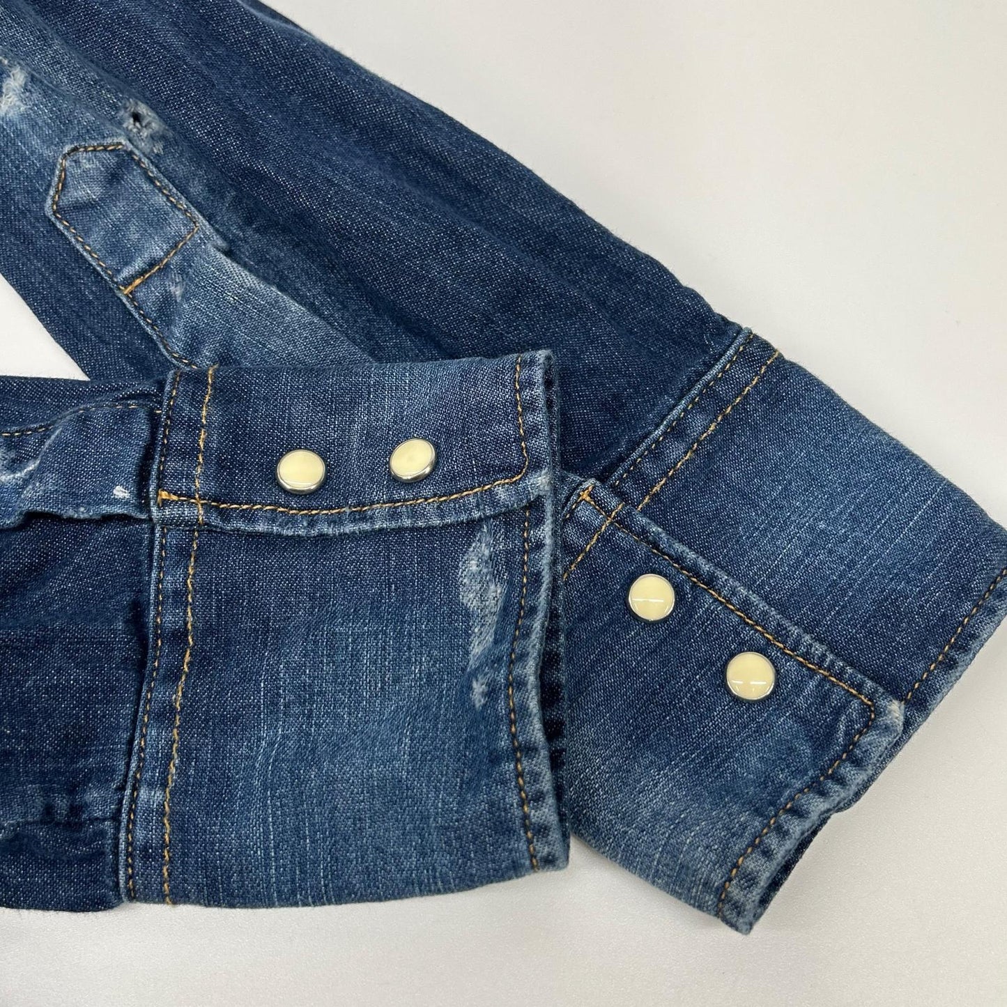 DSQUARED2 Studs Dungaree Denim Western Shirt Indigo Size 44