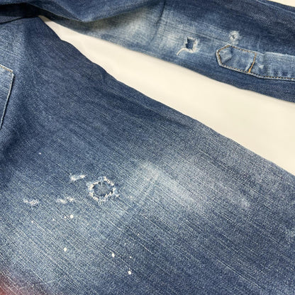 DSQUARED2 Studs Dungaree Denim Western Shirt Indigo Size 44