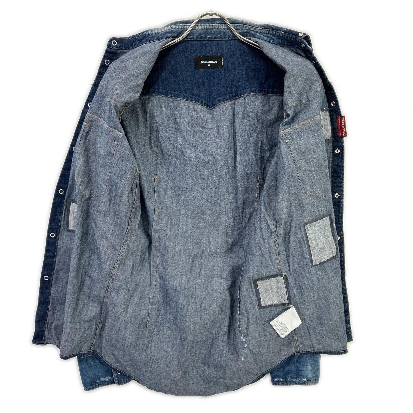 DSQUARED2 Studs Dungaree Denim Western Shirt Indigo Size 44