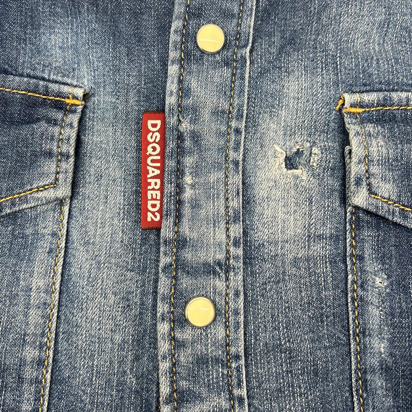 DSQUARED2 Studs Dungaree Denim Western Shirt Indigo Size 44