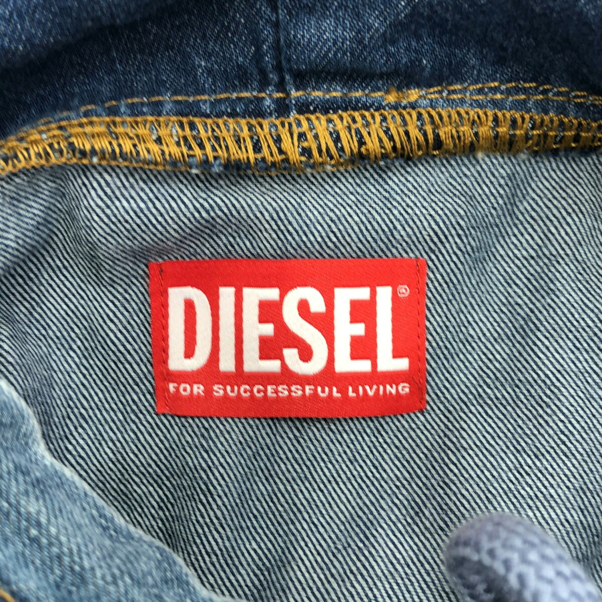 DIESEL Blue Distressed Denim Design Hoodie Size S