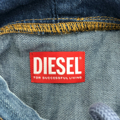 DIESEL Blue Distressed Denim Design Hoodie Size S