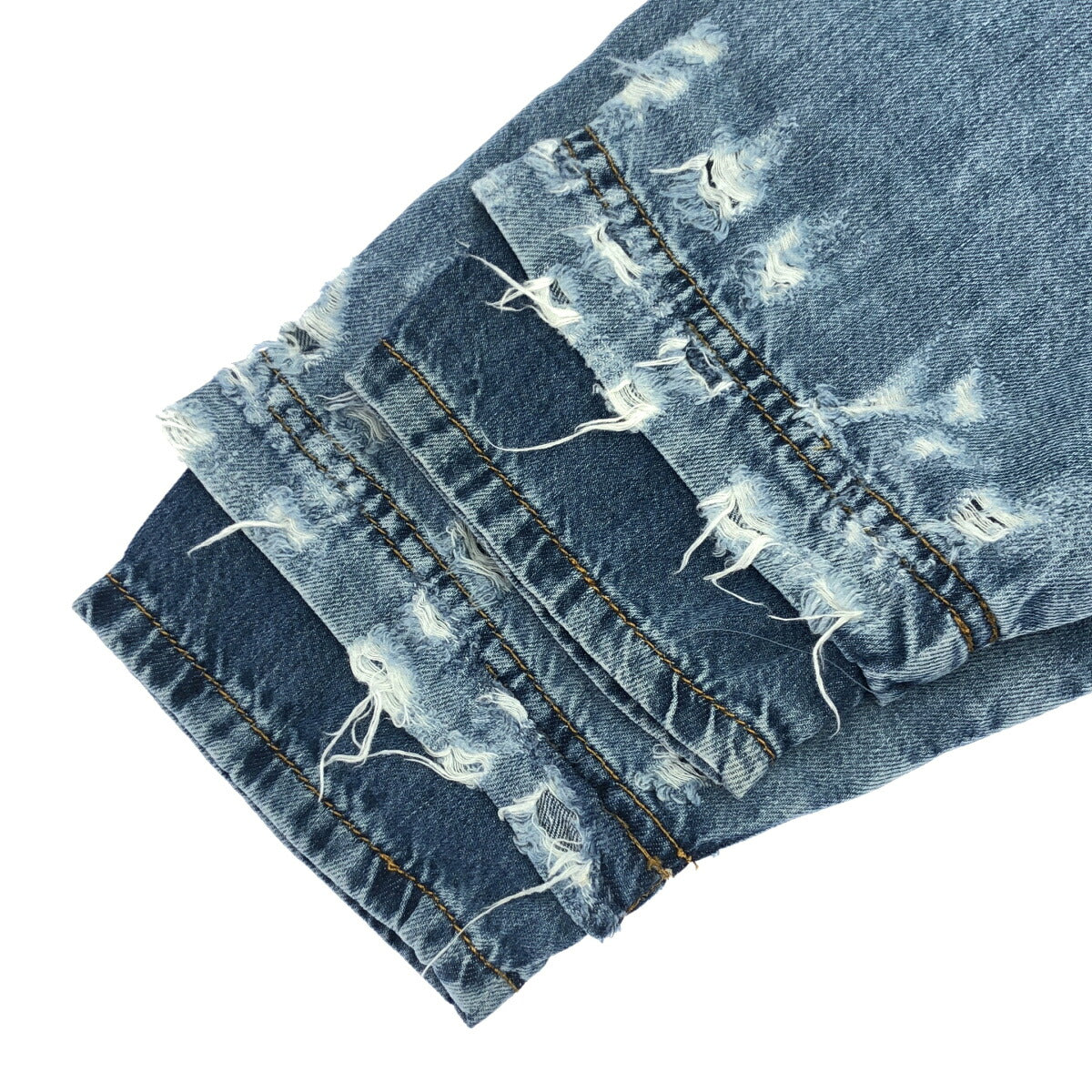 DIESEL Blue Distressed Denim Design Hoodie Size S