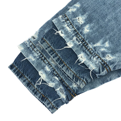 DIESEL Blue Distressed Denim Design Hoodie Size S