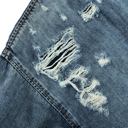 DIESEL Blue Distressed Denim Design Hoodie Size S
