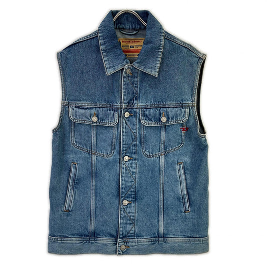 DIESEL D-BARCY-SM Blue Denim Vest Size M