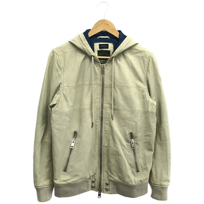 DIESEL Off-White Leather Zip-Up Jacket Size S