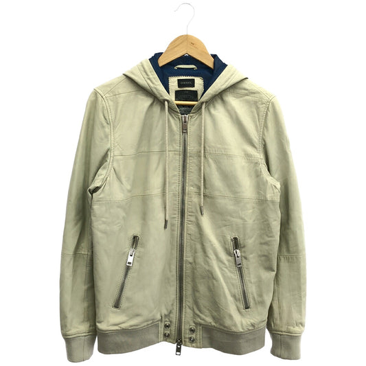 DIESEL Off-White Leather Zip-Up Jacket Size S