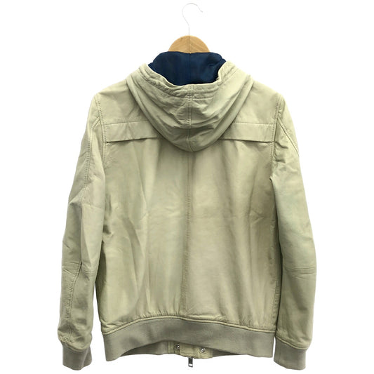 DIESEL Off-White Leather Zip-Up Jacket Size S