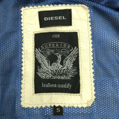 DIESEL Off-White Leather Zip-Up Jacket Size S