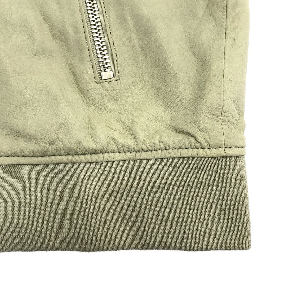 DIESEL Off-White Leather Zip-Up Jacket Size S