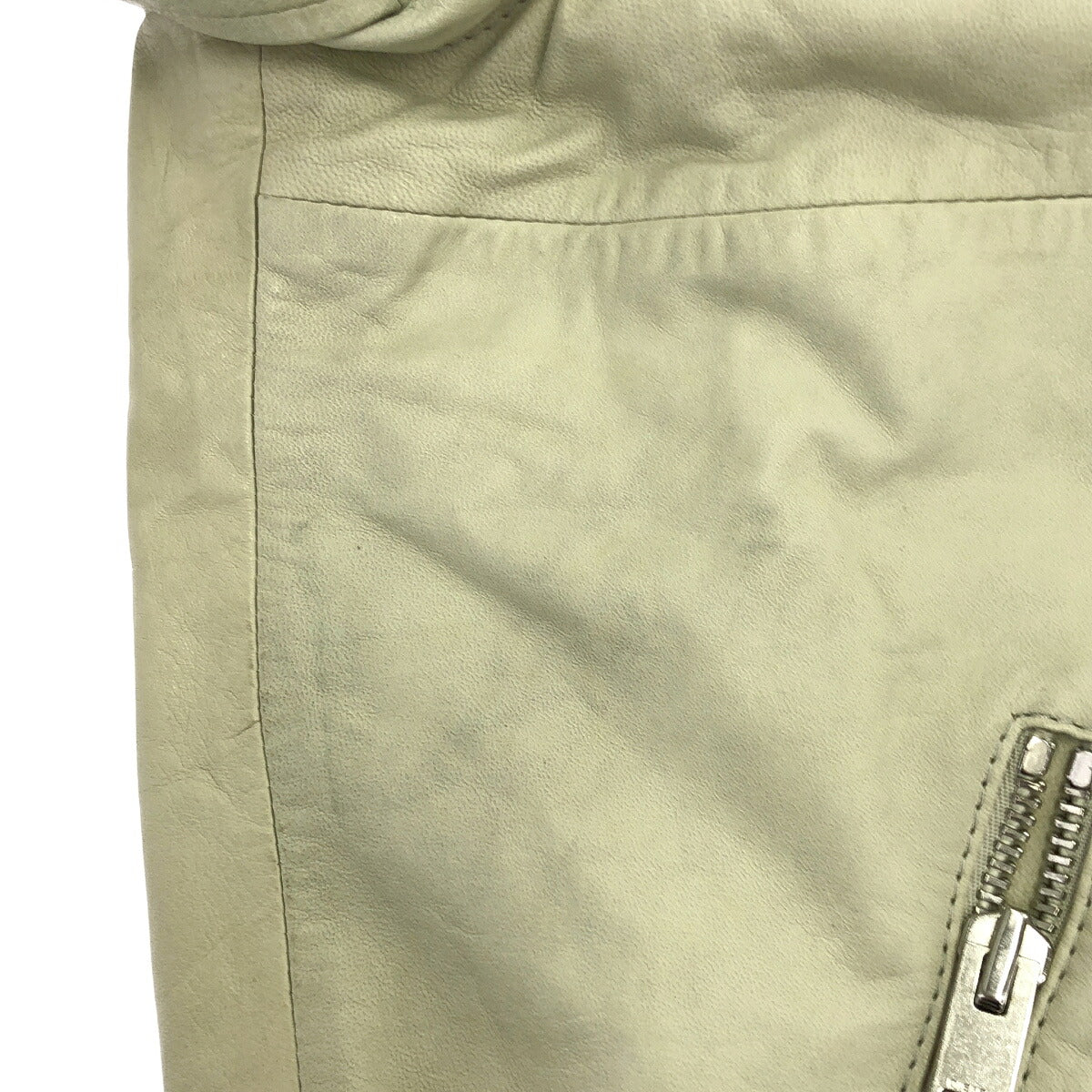 DIESEL Off-White Leather Zip-Up Jacket Size S