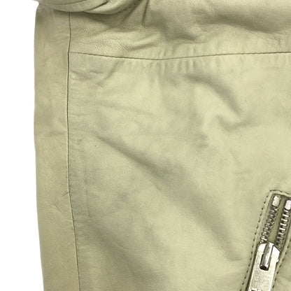 DIESEL Off-White Leather Zip-Up Jacket Size S