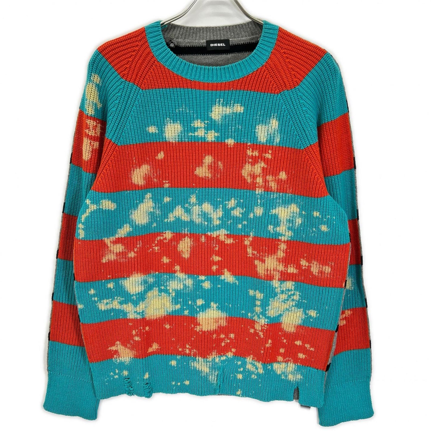 DIESEL Bleached Crewneck Knit Sweater Multi-color Size M