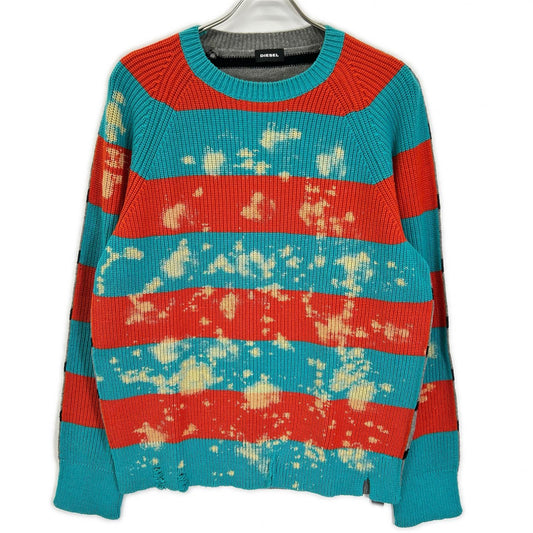 DIESEL Bleached Crewneck Knit Sweater Multi-color Size M