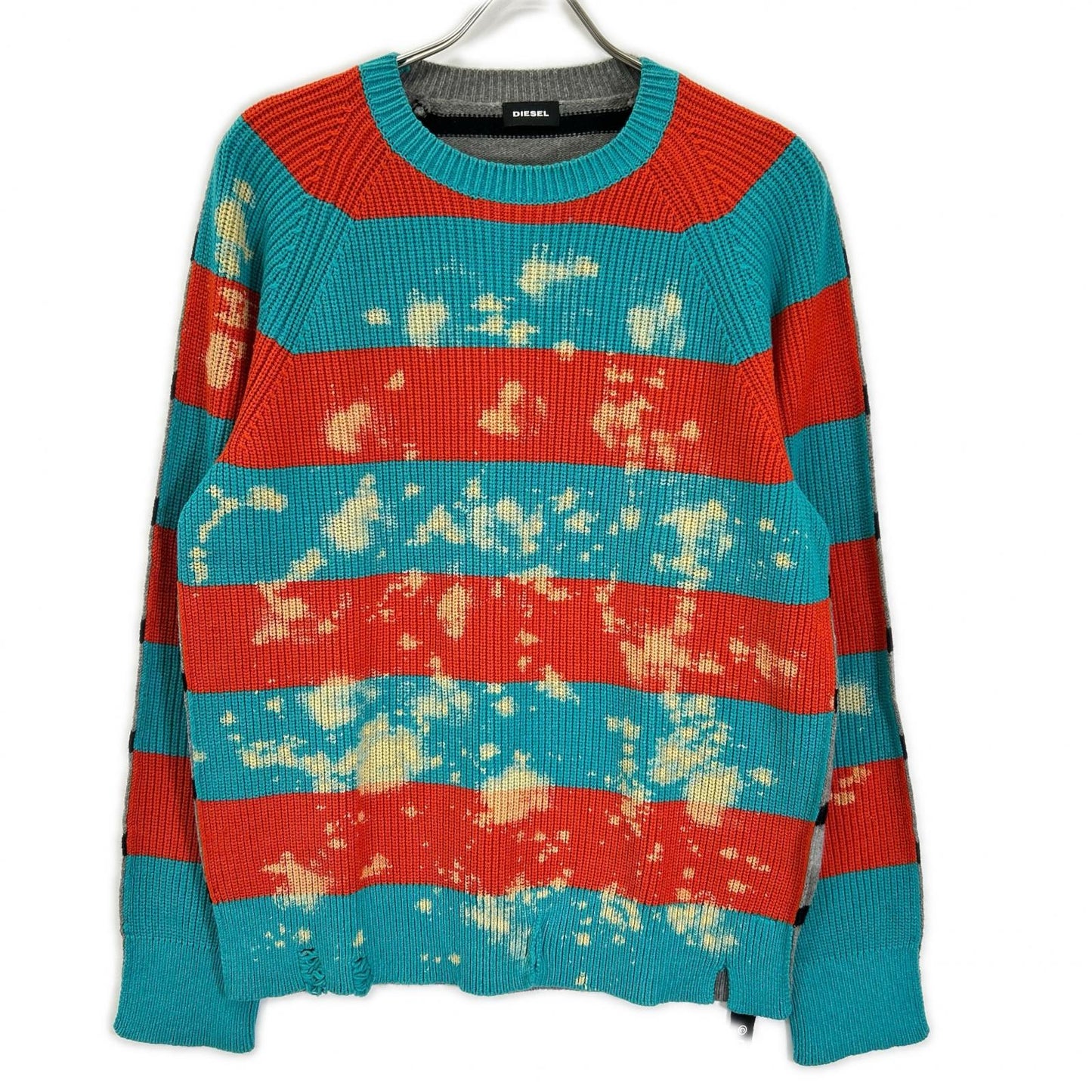 DIESEL Bleached Crewneck Knit Sweater Multi-color Size M