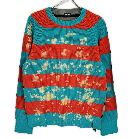 DIESEL Bleached Crewneck Knit Sweater Multi-color Size M