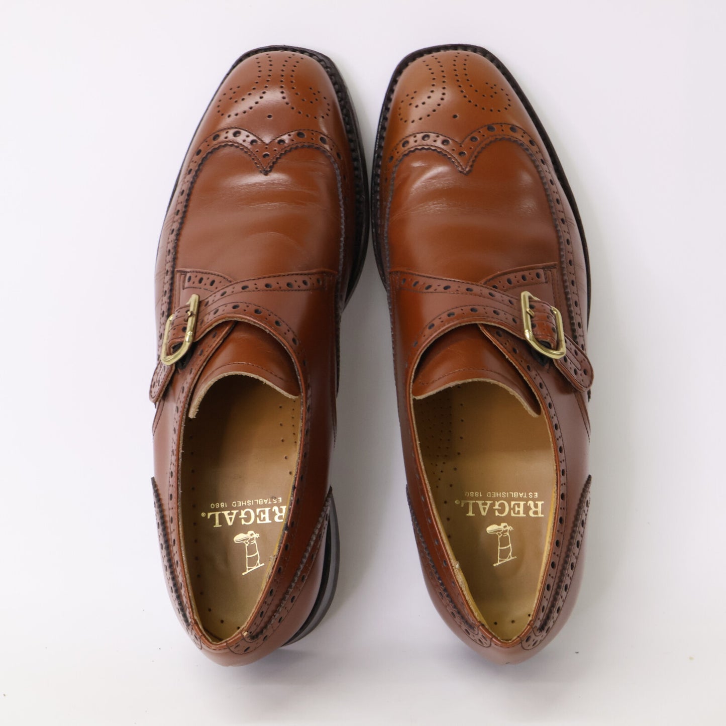 REGAL Leather Brogue Single Monkstrap Shoes Brown Sneakers Size 26