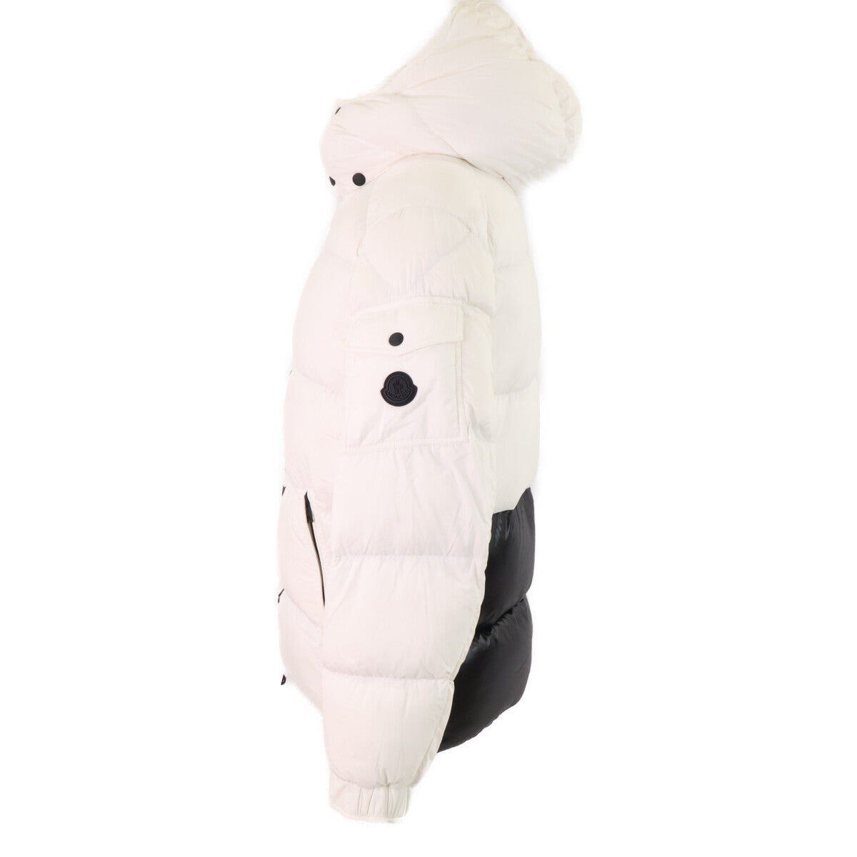 MONCLER MAURES Half-Logo Hooded Down Jacket Size 1
