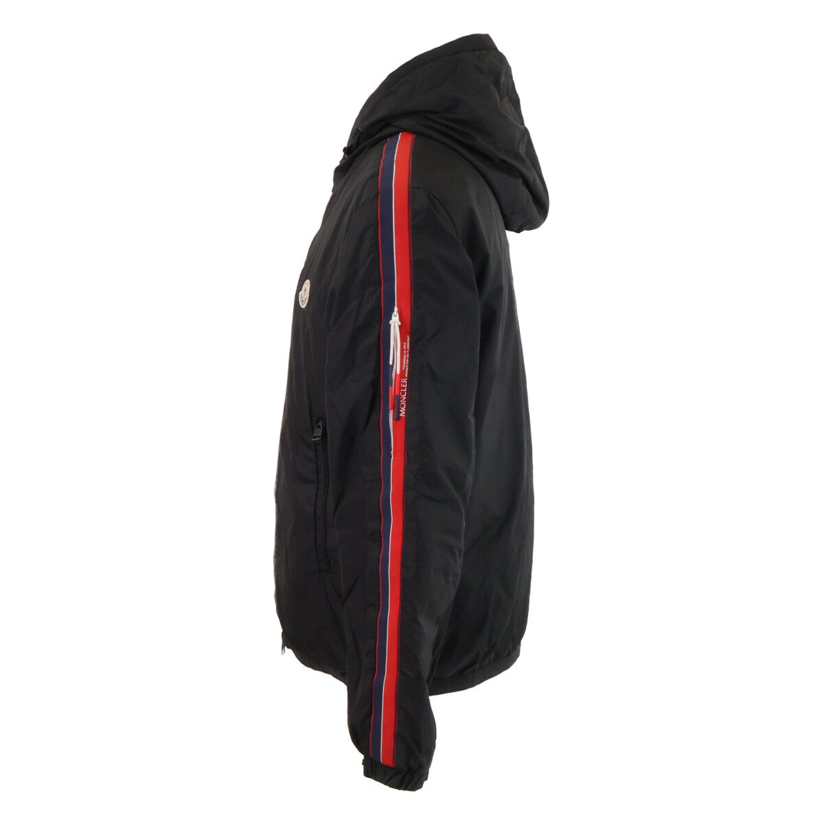 MONCLER Necker Tricolor Line Hooded Down Jacket Black Size 1