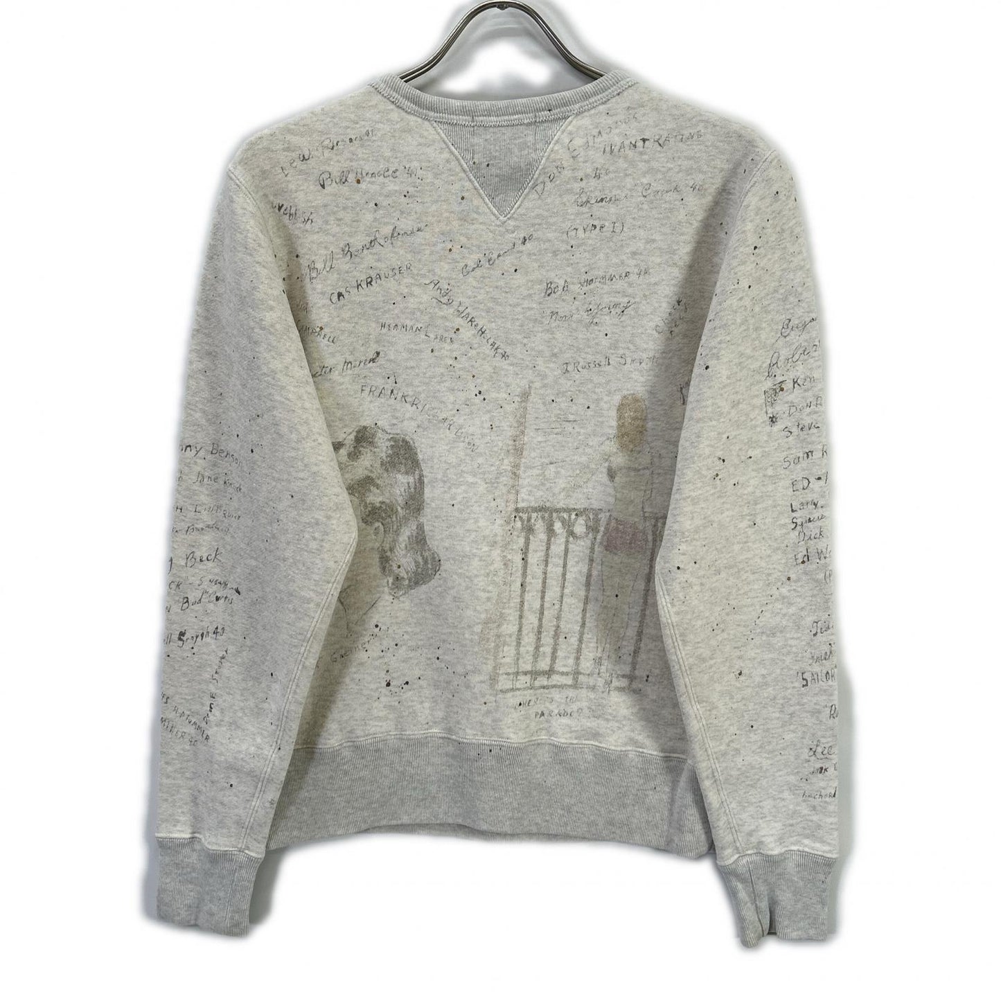 GLADHAND Beige Hand-Painted Leaf Finish Sweatshirt Size S