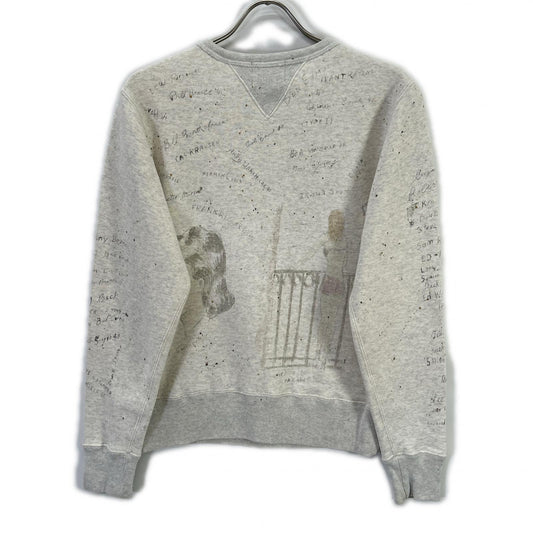 GLADHAND Beige Hand-Painted Leaf Finish Sweatshirt Size S