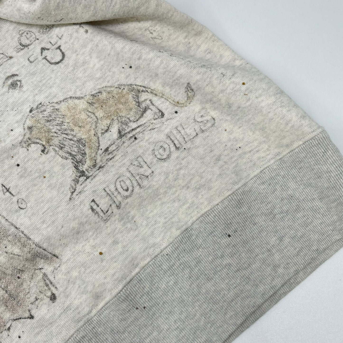 GLADHAND Beige Hand-Painted Leaf Finish Sweatshirt Size S