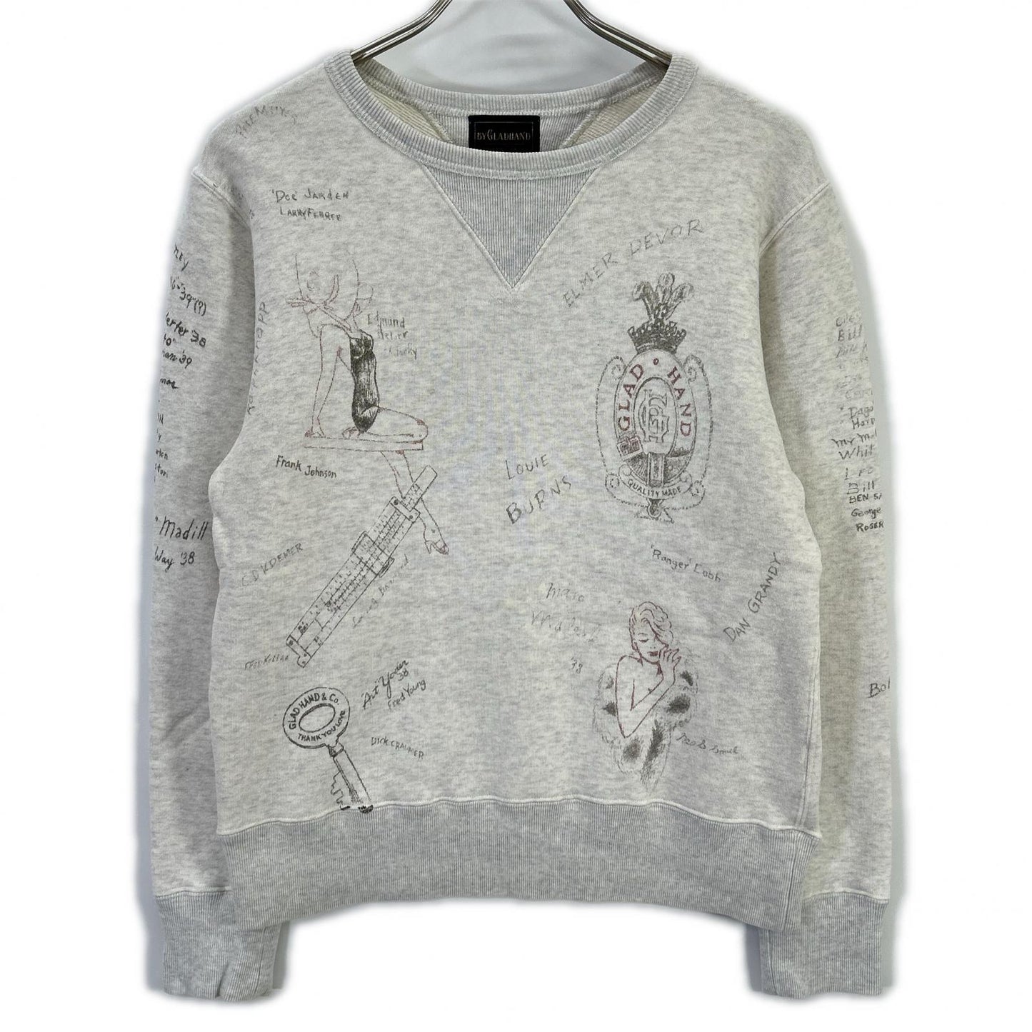 GLADHAND Beige Hand-Painted Girl Finish Sweatshirt Size S