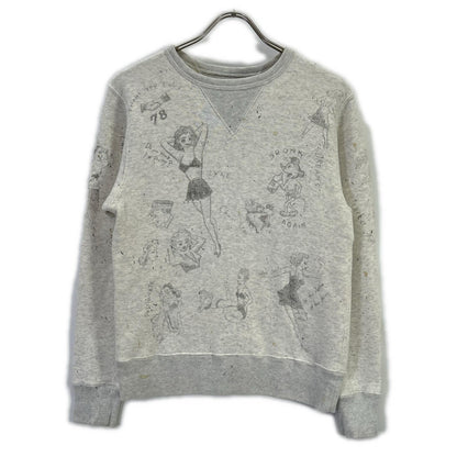 GLADHAND Beige Hand-Painted Mouse Finish Sweatshirt Size S