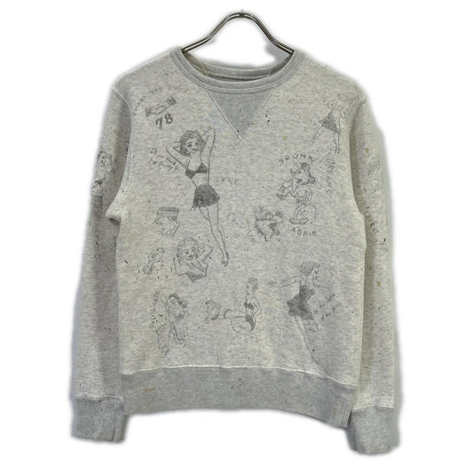 GLADHAND Beige Hand-Painted Mouse Finish Sweatshirt Size S
