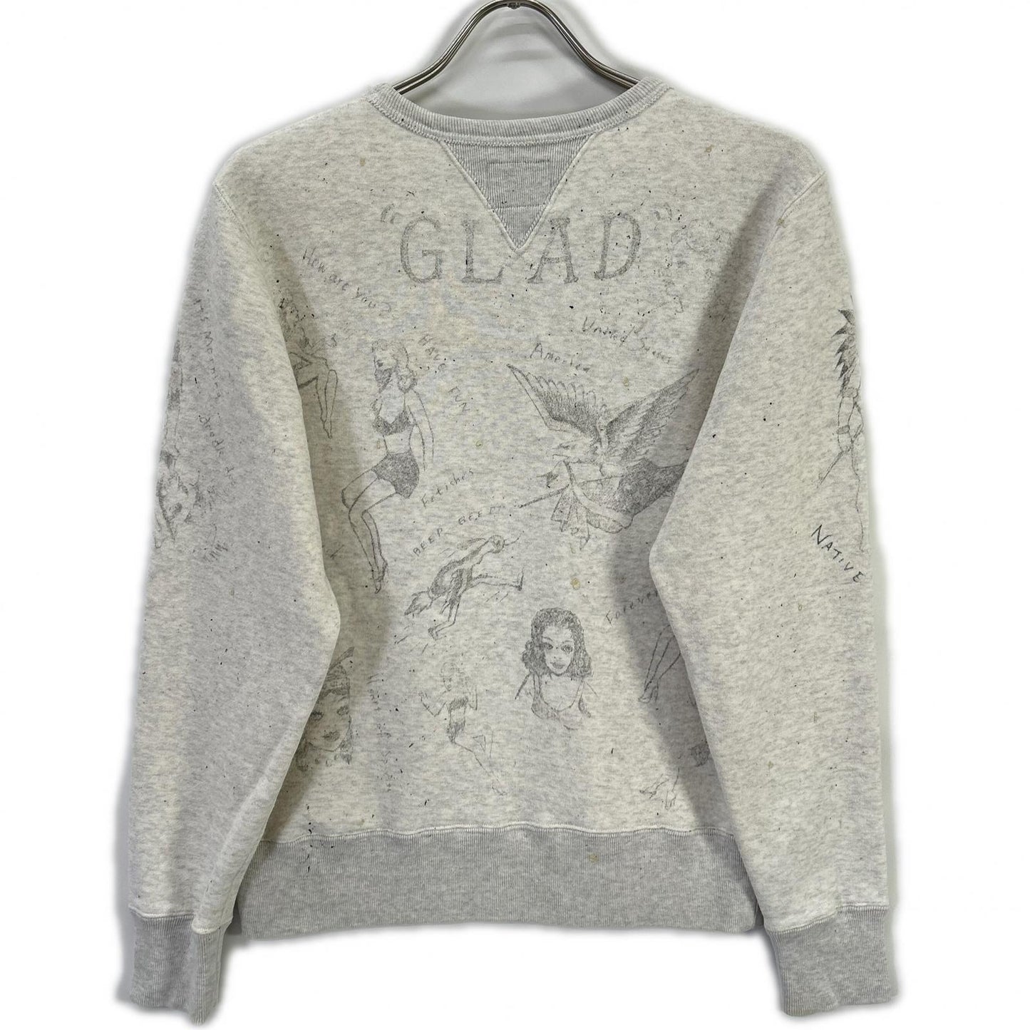 GLADHAND Beige Hand-Painted Mouse Finish Sweatshirt Size S