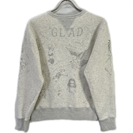 GLADHAND Beige Hand-Painted Mouse Finish Sweatshirt Size S