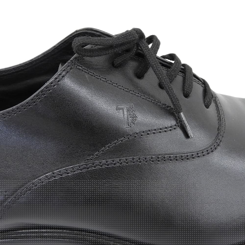 TOD'S Leather Embossed Logo Straight Tip Shoes Black Sneakers Size 9