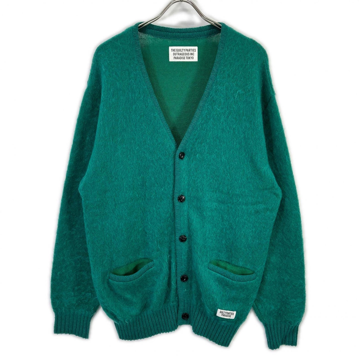 WACKO MARIA Green Wool Blend Mohair Knit Cardigan Size L