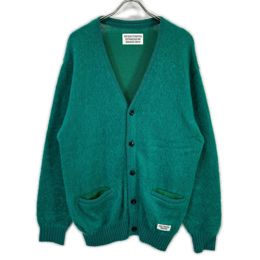 WACKO MARIA Green Wool Blend Mohair Knit Cardigan Size L