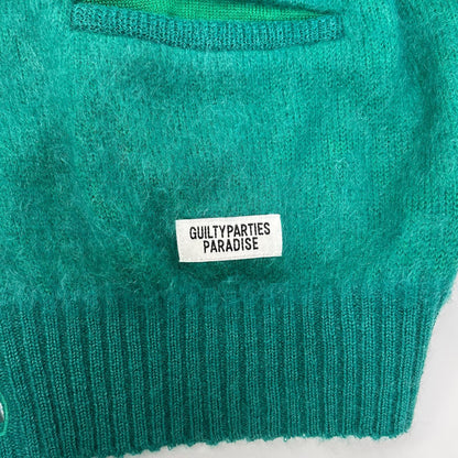WACKO MARIA Green Wool Blend Mohair Knit Cardigan Size L