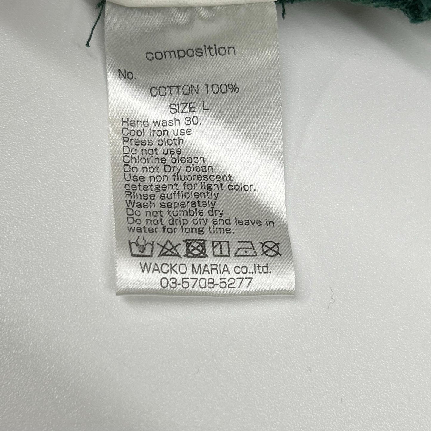WACKO MARIA Green Cotton Front Logo Hoodie Size L